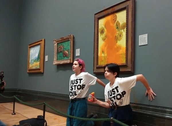 Just Stop Oil's protest at the National Gallery.