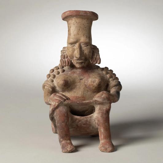 Jalisco Seated Female Figure with Beaded Shoulders